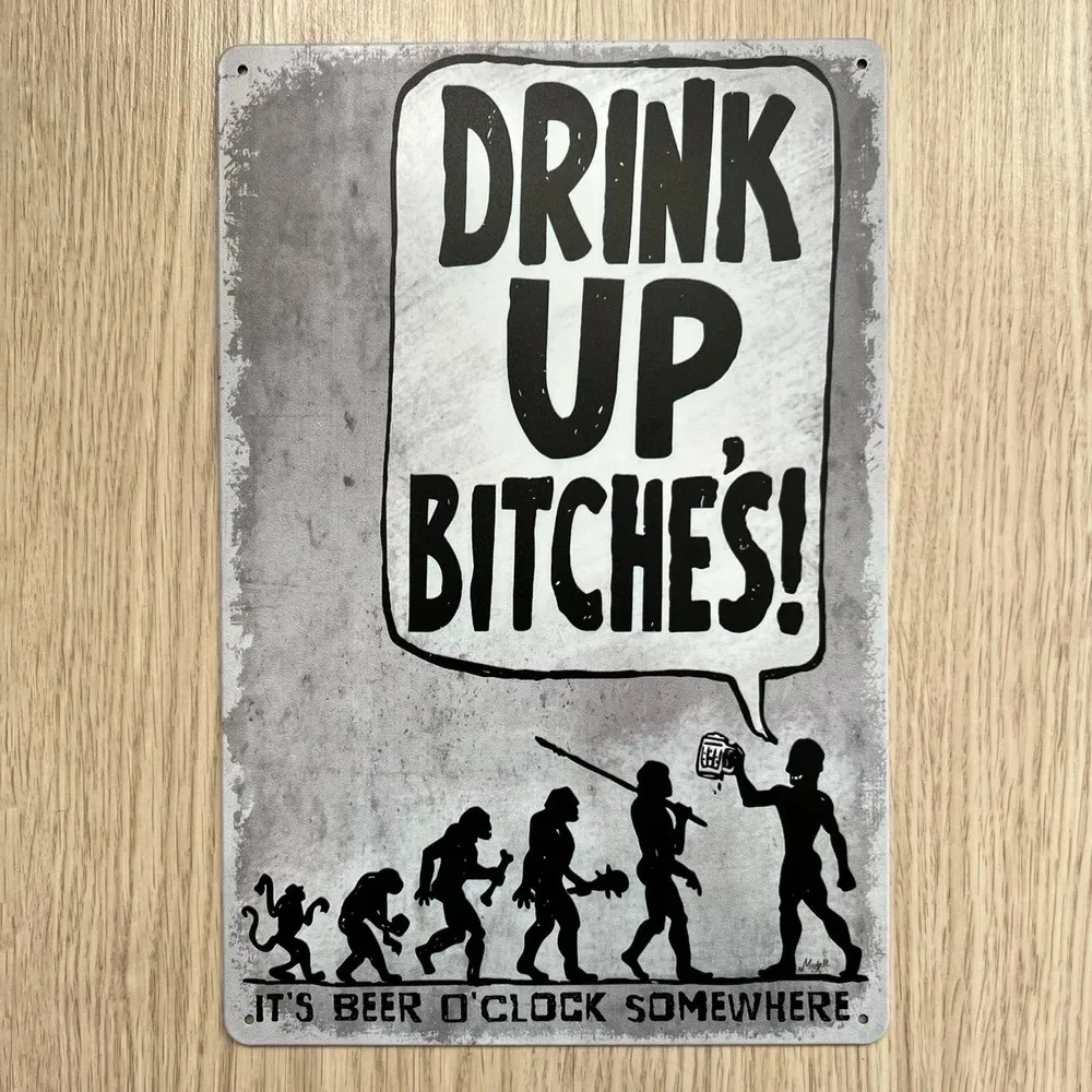 Tin Sign - Human Evolution Bee - Vintage Collectible Plates review and price