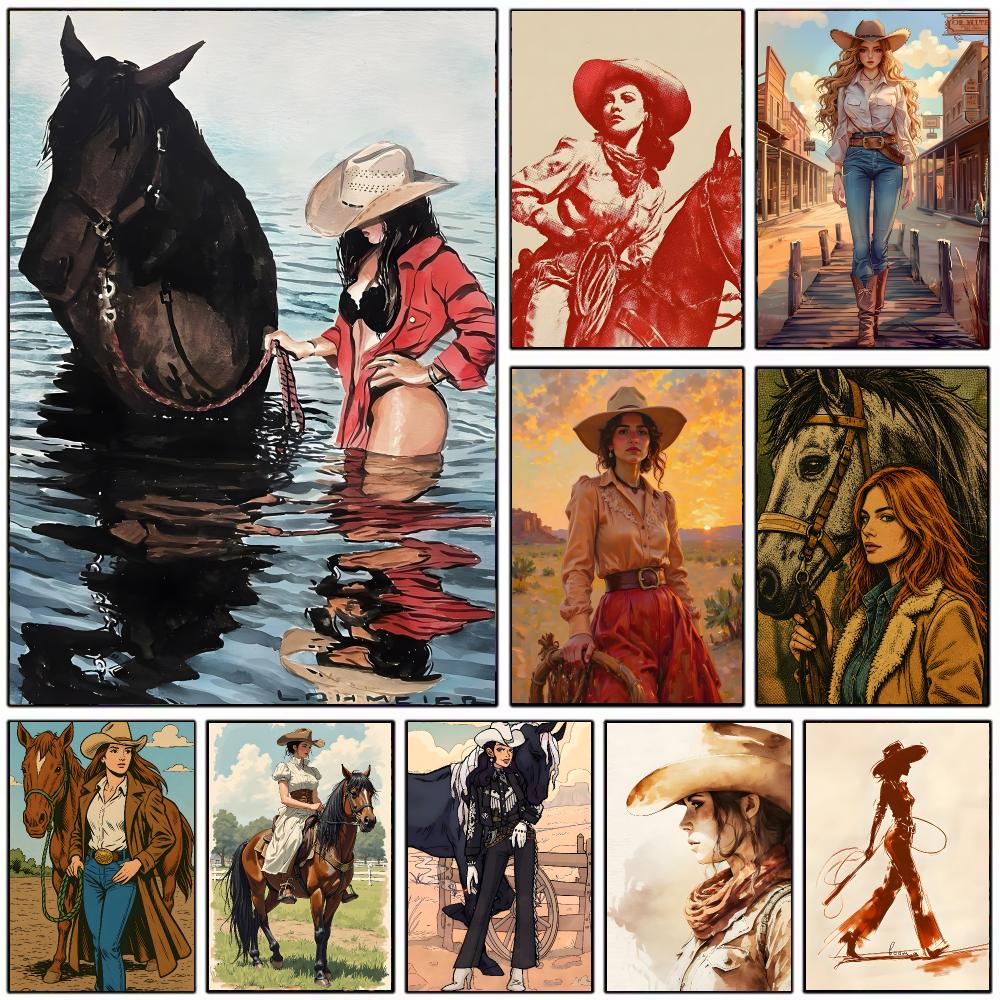 Vintage Cowgirl Theme Poster M - Vintage Collectible Posters review and price
